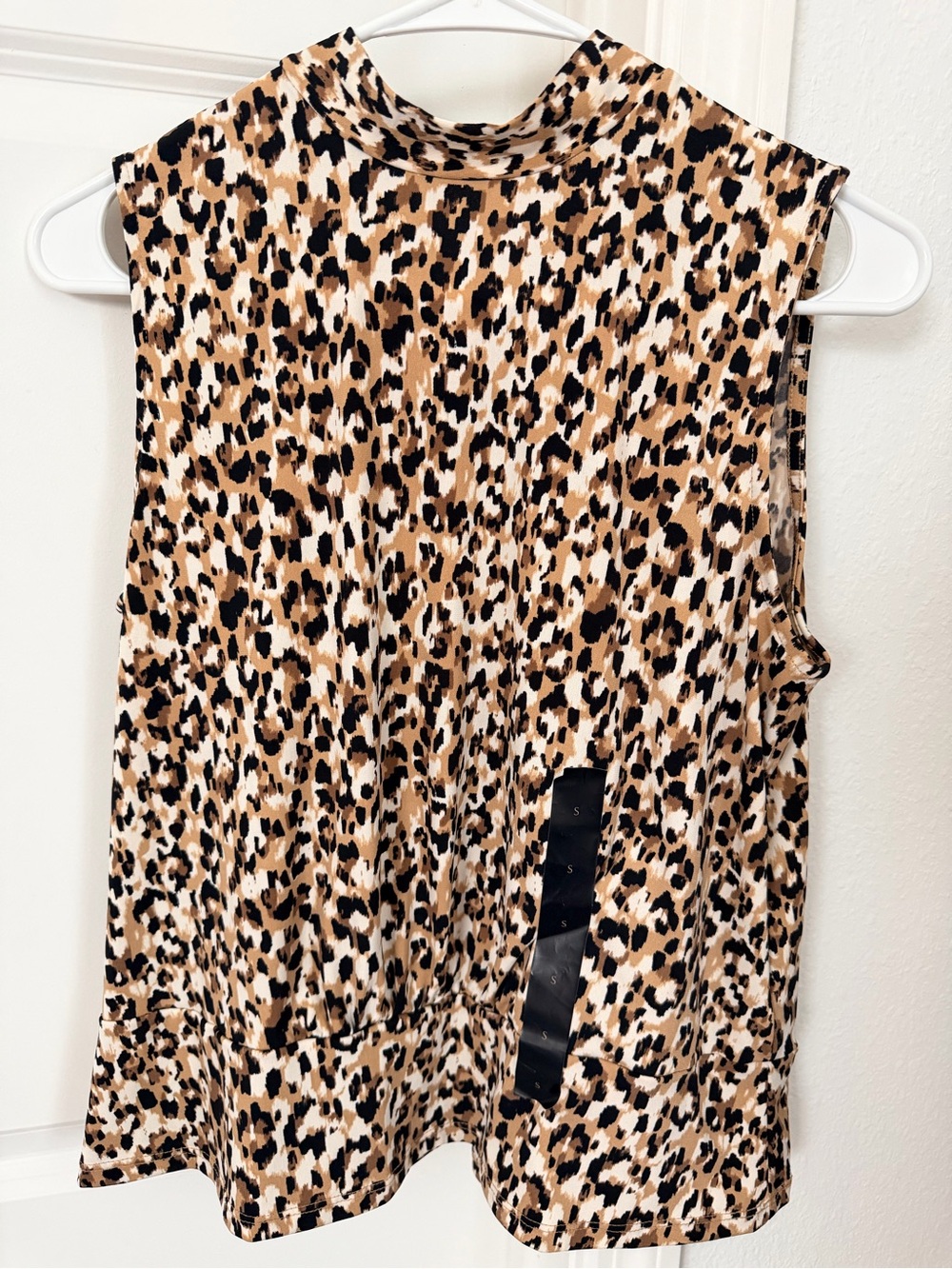 Banana Republic Leopard Print Mock Neck Tank Top - Tan Black Cream